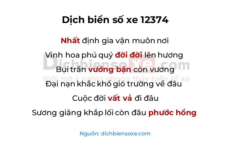 Dịch thơ biển số 12374