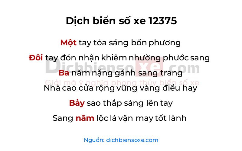Dịch thơ biển số 12375