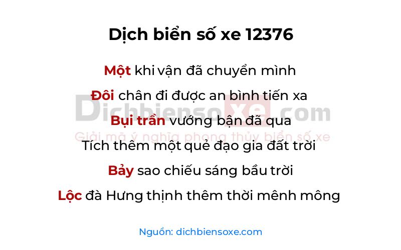 Dịch thơ biển số 12376