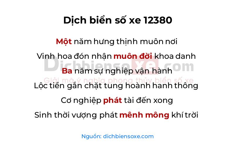 Dịch thơ biển số 12380