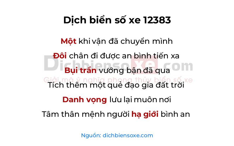 Dịch thơ biển số 12383