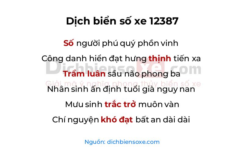 Dịch thơ biển số 12387