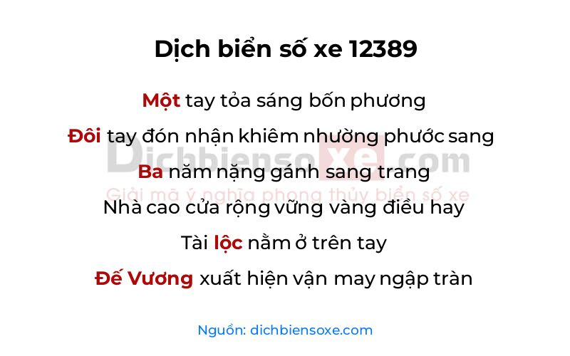 Dịch thơ biển số 12389