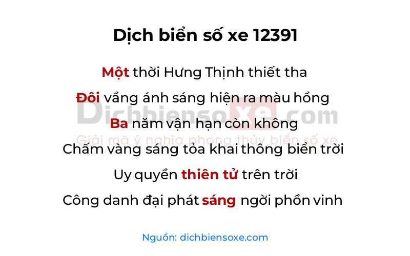 Dịch thơ biển số 12391