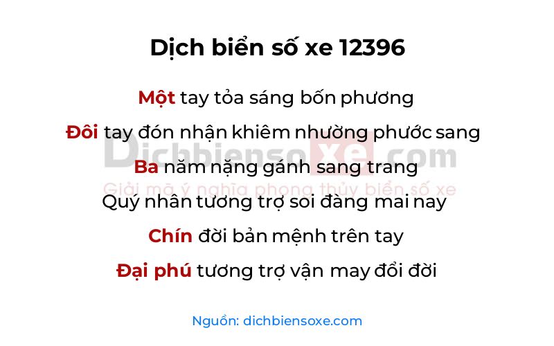 Dịch thơ biển số 12396