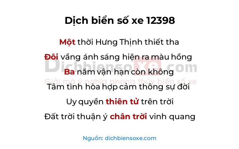 Dịch thơ biển số 12398