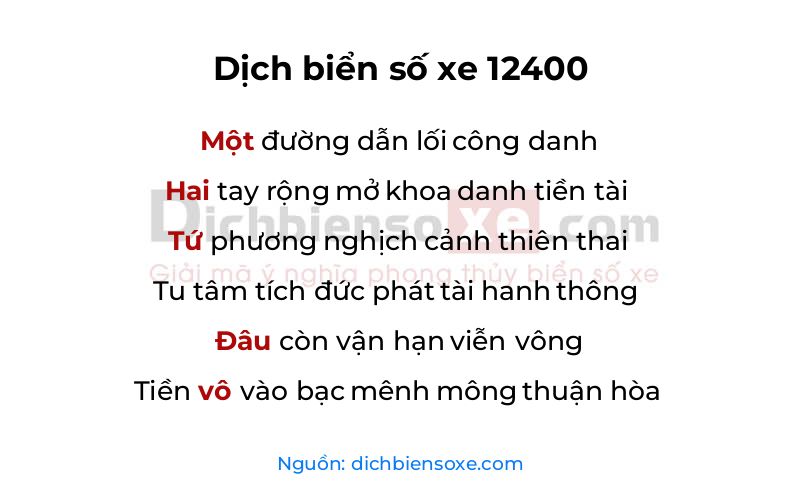 Dịch thơ biển số 12400