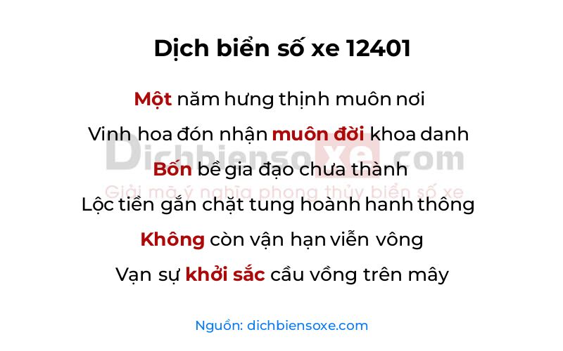 Dịch thơ biển số 12401