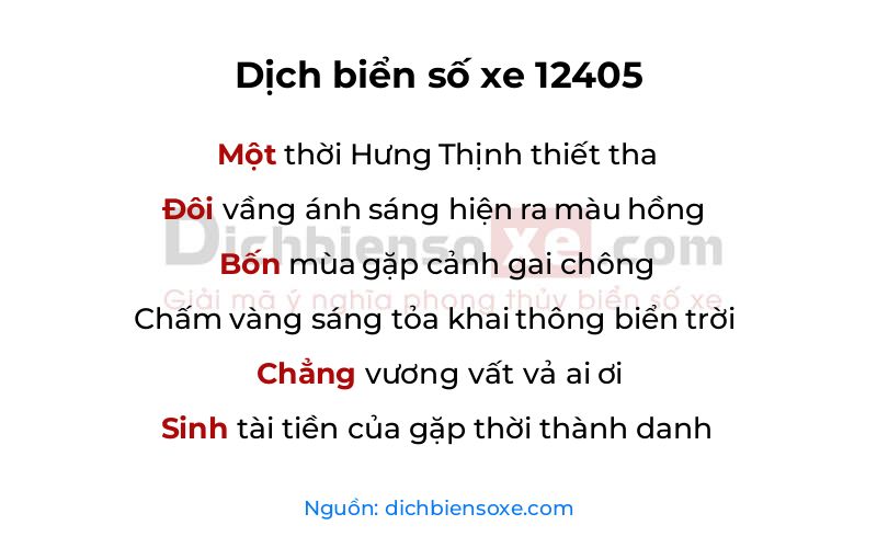 Dịch thơ biển số 12405