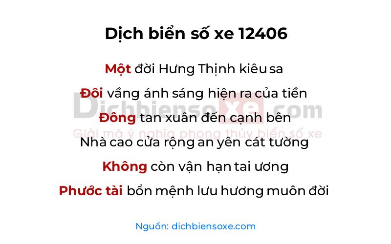 Dịch thơ biển số 12406
