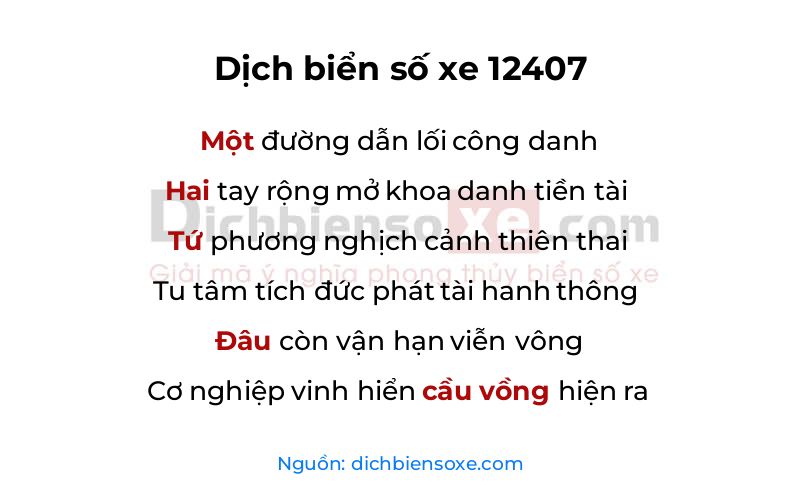 Dịch thơ biển số 12407