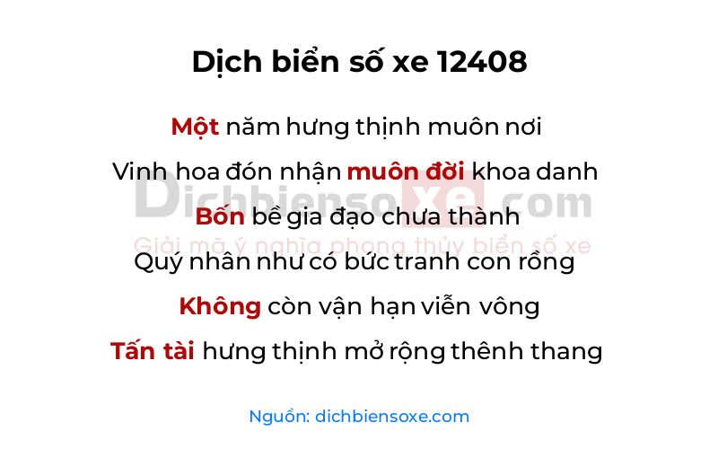 Dịch thơ biển số 12408