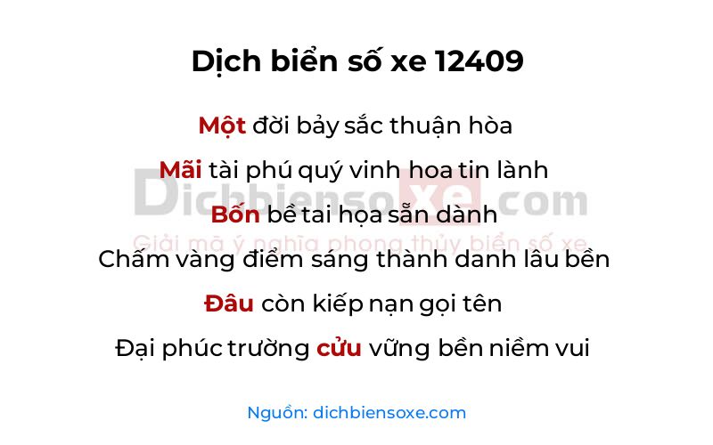 Dịch thơ biển số 12409