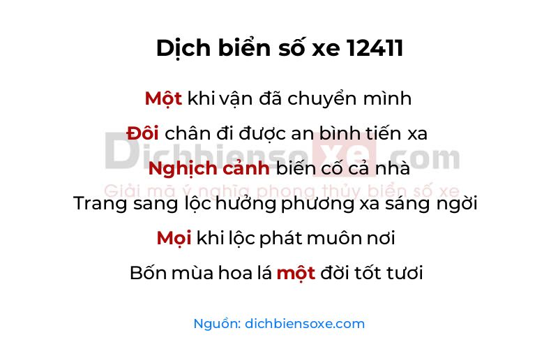 Dịch thơ biển số 12411