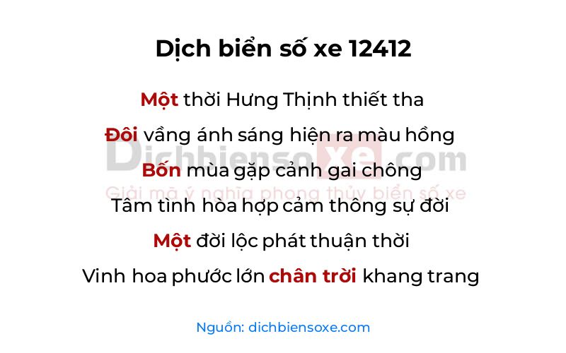 Dịch thơ biển số 12412
