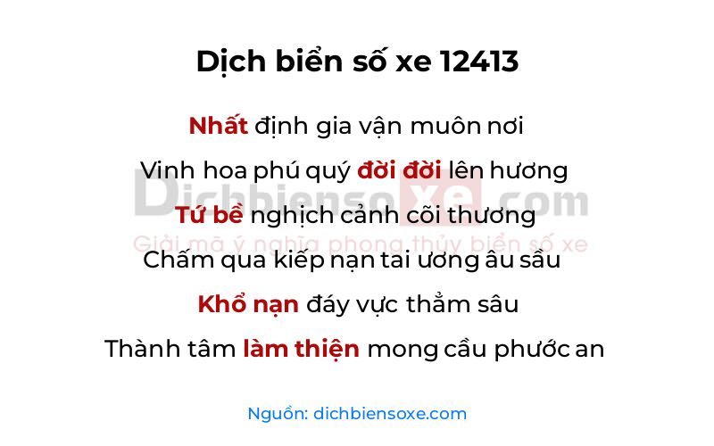 Dịch thơ biển số 12413