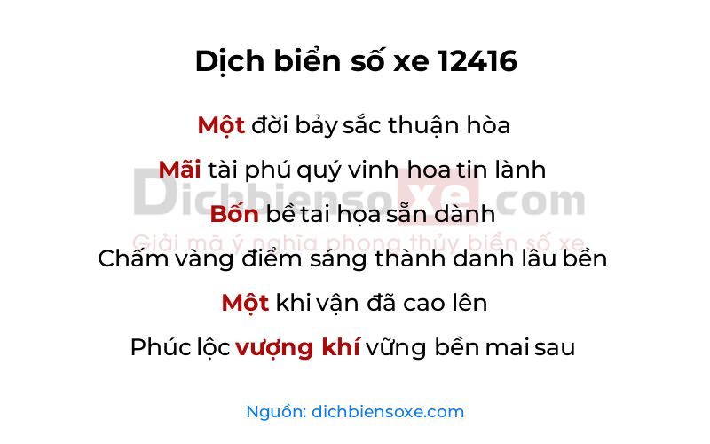 Dịch thơ biển số 12416