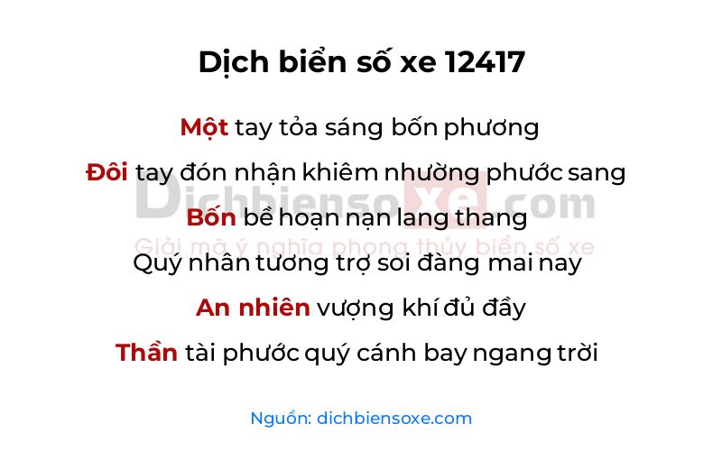 Dịch thơ biển số 12417