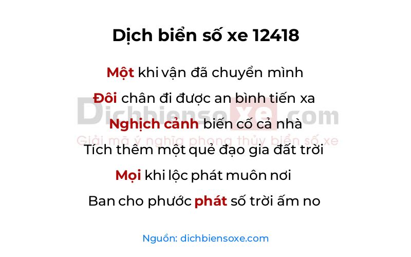 Dịch thơ biển số 12418