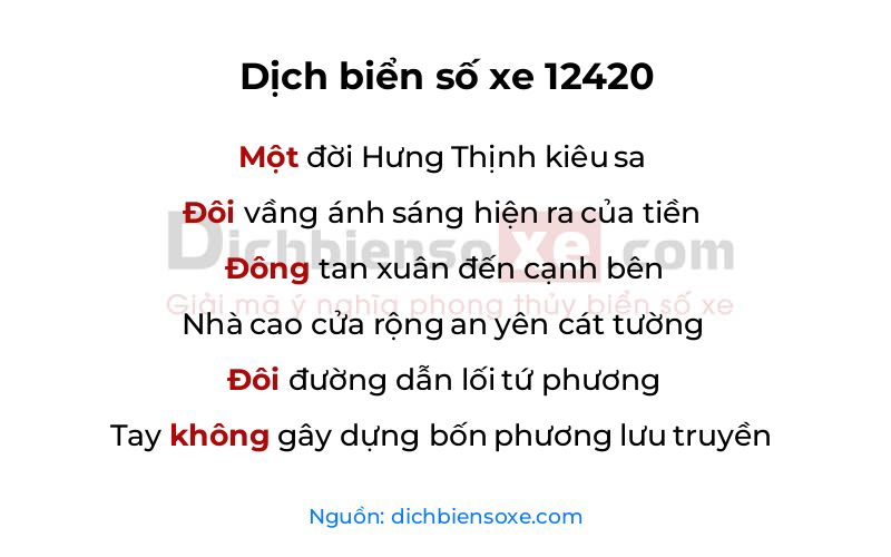 Dịch thơ biển số 12420