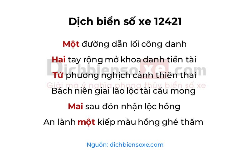 Dịch thơ biển số 12421