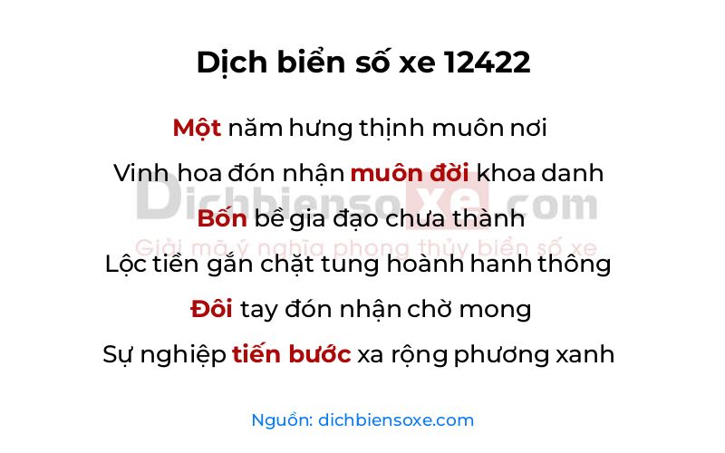 Dịch thơ biển số 12422