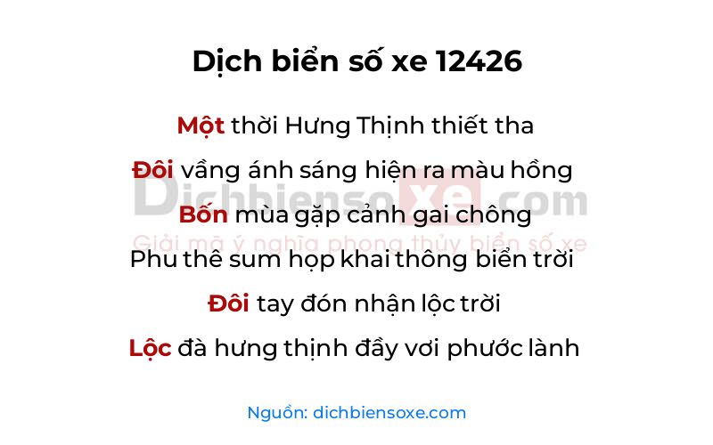 Dịch thơ biển số 12426
