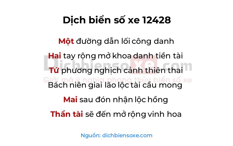 Dịch thơ biển số 12428