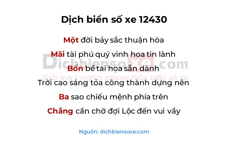 Dịch thơ biển số 12430