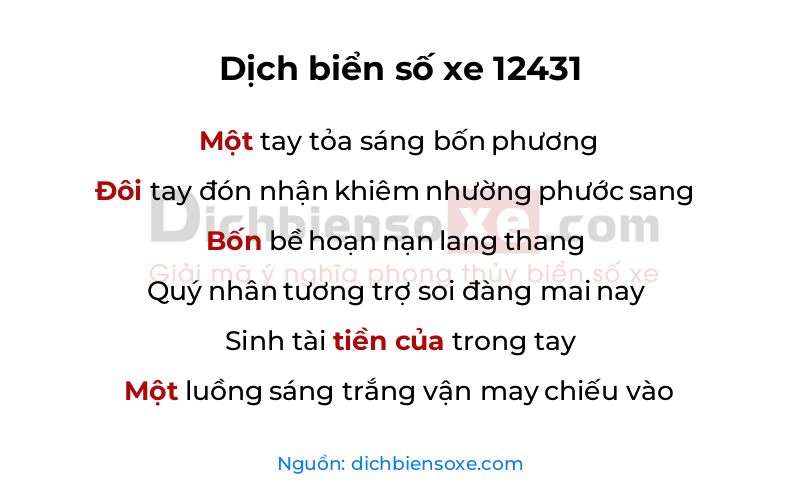 Dịch thơ biển số 12431