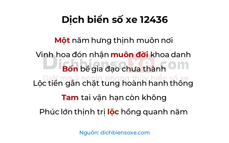 Dịch thơ biển số 12436