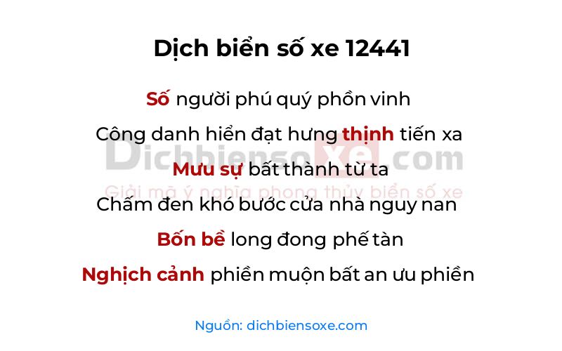 Dịch thơ biển số 12441