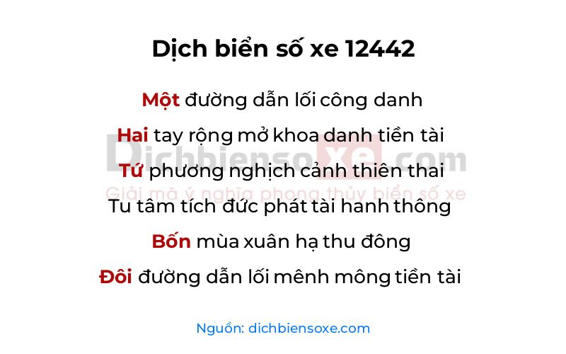 Dịch thơ biển số 12442
