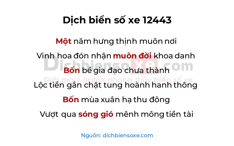 Dịch thơ biển số 12443