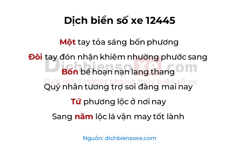 Dịch thơ biển số 12445