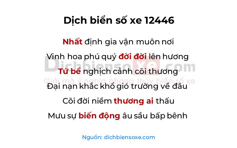 Dịch thơ biển số 12446