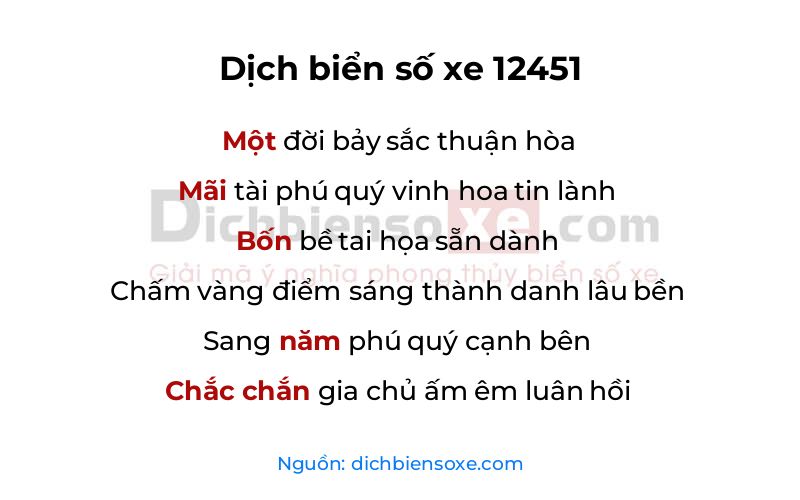 Dịch thơ biển số 12451