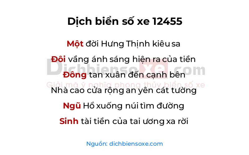 Dịch thơ biển số 12455