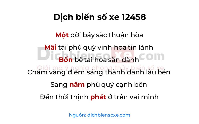 Dịch thơ biển số 12458