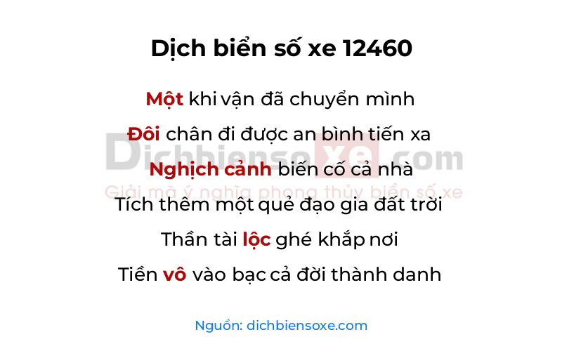 Dịch thơ biển số 12460