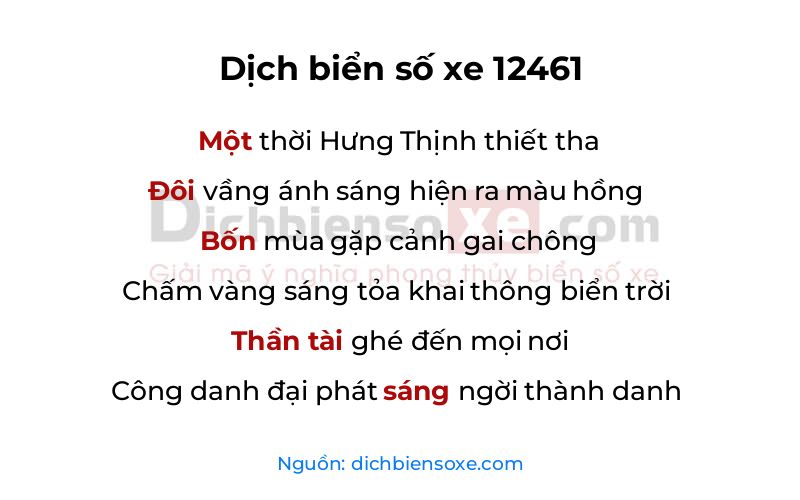 Dịch thơ biển số 12461
