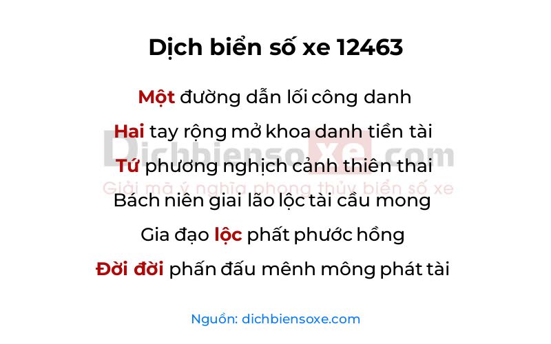 Dịch thơ biển số 12463