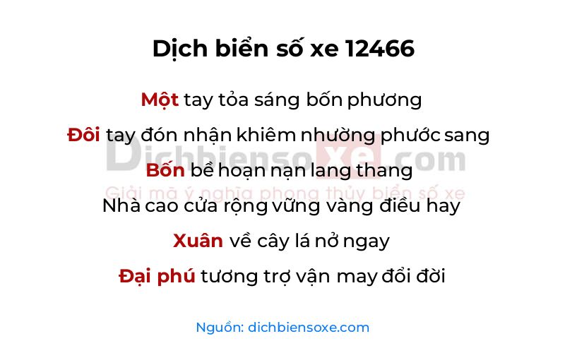 Dịch thơ biển số 12466