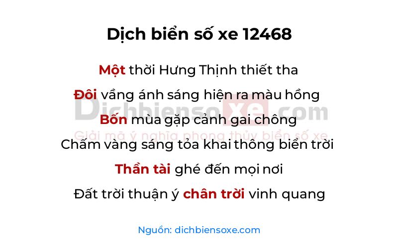 Dịch thơ biển số 12468