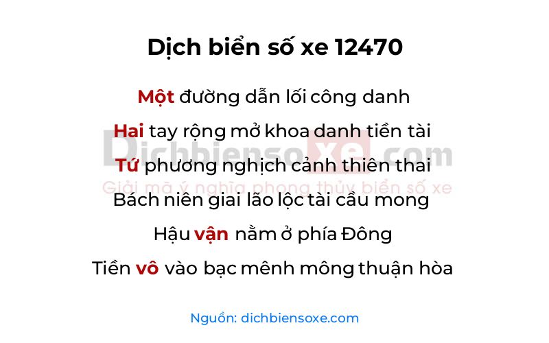Dịch thơ biển số 12470
