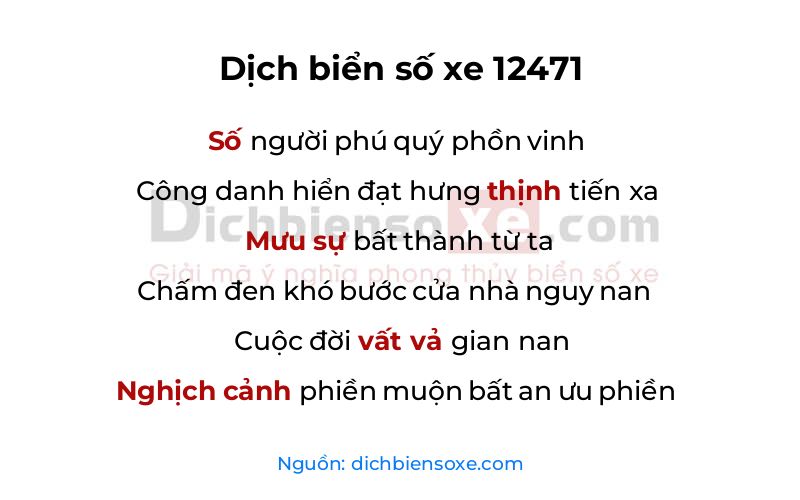 Dịch thơ biển số 12471