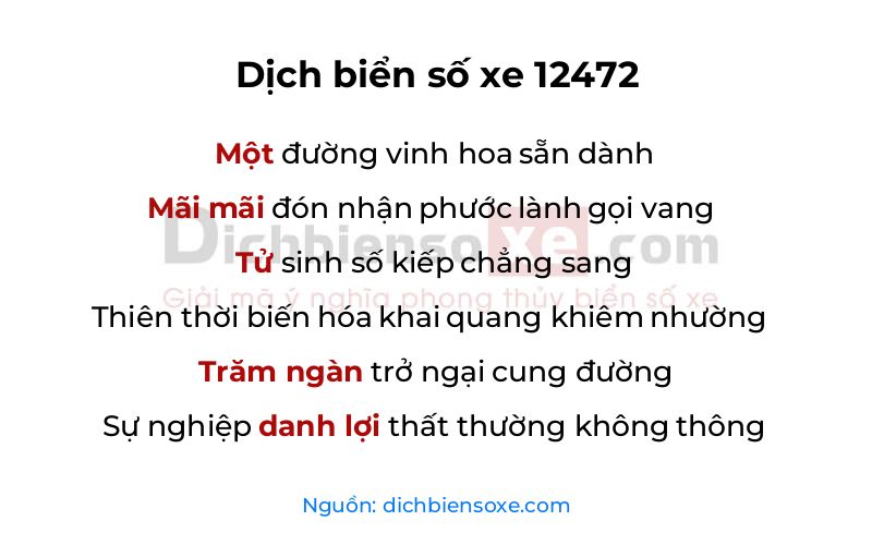Dịch thơ biển số 12472