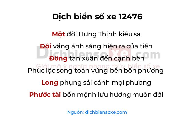 Dịch thơ biển số 12476
