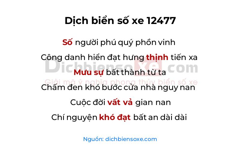 Dịch thơ biển số 12477