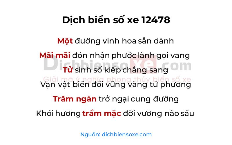 Dịch thơ biển số 12478